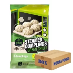 Bibigo Steamed Dumplings Green Chilli (Tray) (168g X 24) Box